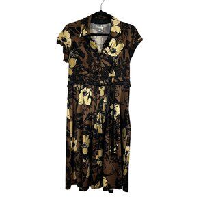 Retro Floral Belted Dress Brown 10 Earthy Granola Boho Indie Folk Festival Chic